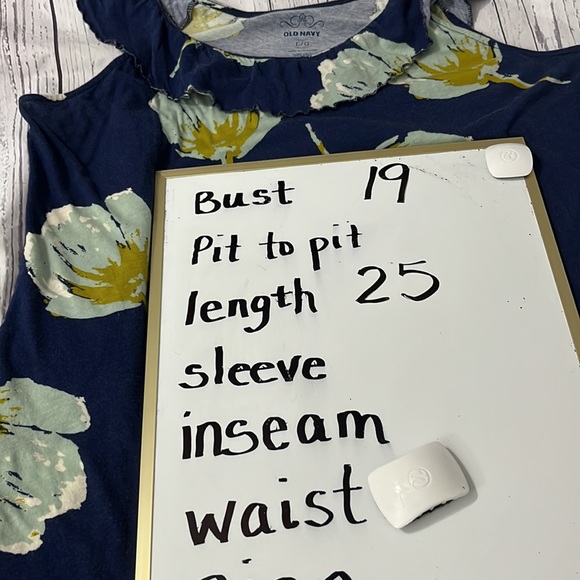 Old Navy navy floral tank top with ruffles neckline large - Picture 10 of 10
